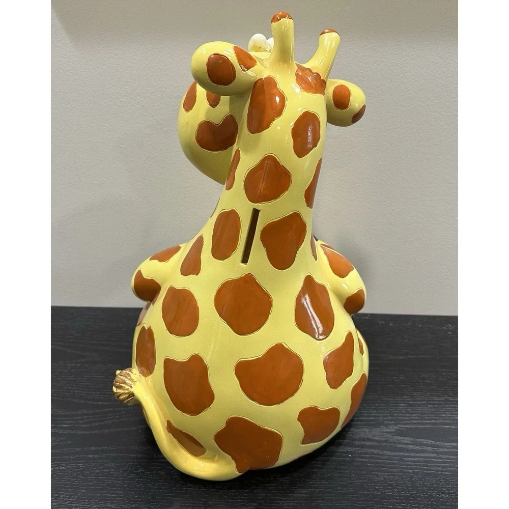 Large Yellow Whimsical Smiling Giraffe Money Bank 15